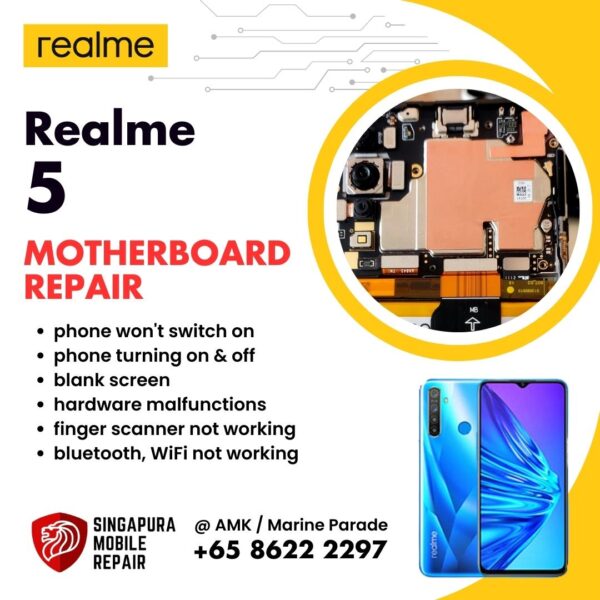 Realme 5 Can't On Data Recovery Motherboard / Logic Board (IC Chip Replacement / CPU Repair) Cost Singapore