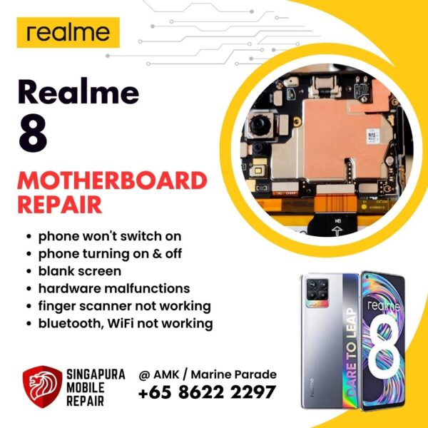 Realme 8 Can't On Data Recovery Motherboard / Logic Board (IC Chip Replacement / CPU Repair) Cost Singapore