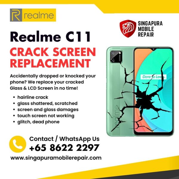 Realme C11 Cracked Front Screen Glass Replacement Cost Singapore