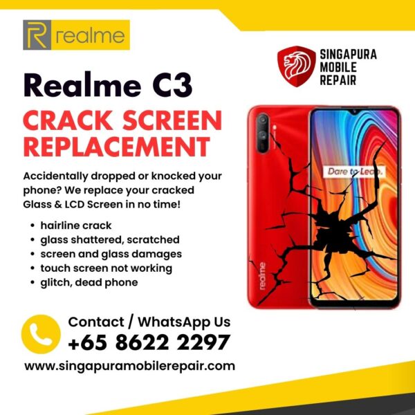 Realme C3 Cracked Front Screen Glass Replacement Cost Singapore