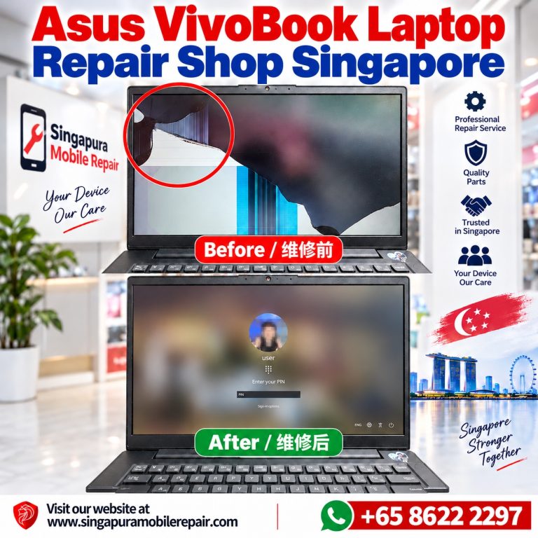 ASUS VivoBook cracked screen after impact before and after repair